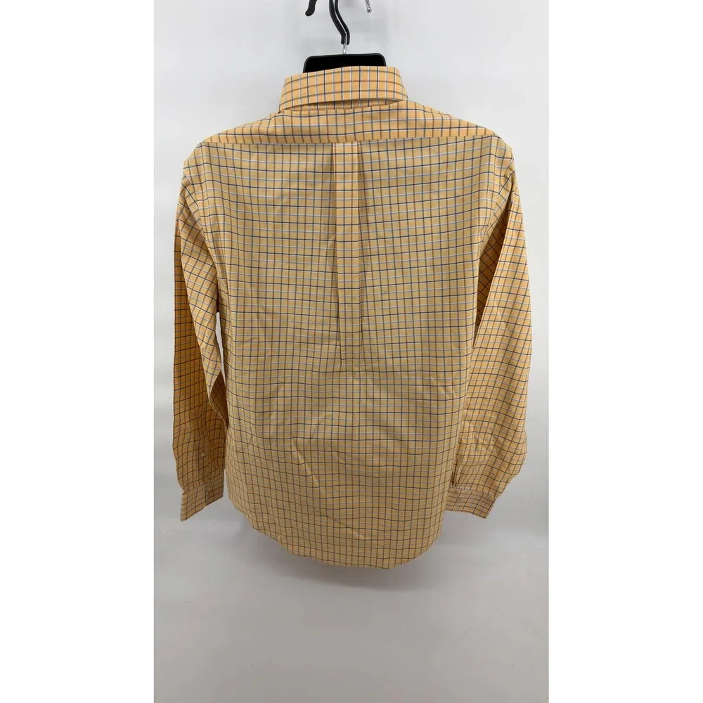 Brooks Brothers Shirt Mens Large L Yellow Plaid Slim Fit Non‎ Iron Supima Cotton